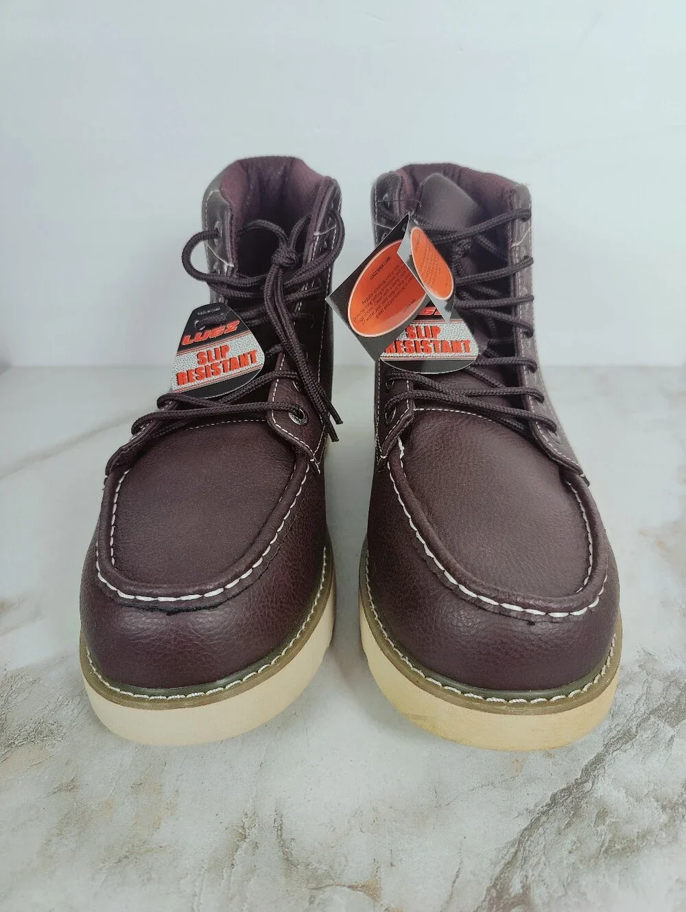 NWT Lugz Cypress Men's Brown Ox Blood Lace-Up Slip Resistant Work Boots, 11